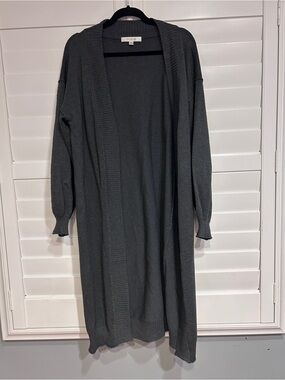 Flat White Long Line Open Cardigan Grey Size Large